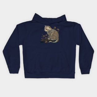 Admiring the Beauty of a Cat with a Touch of Japanese Culture Kids Hoodie